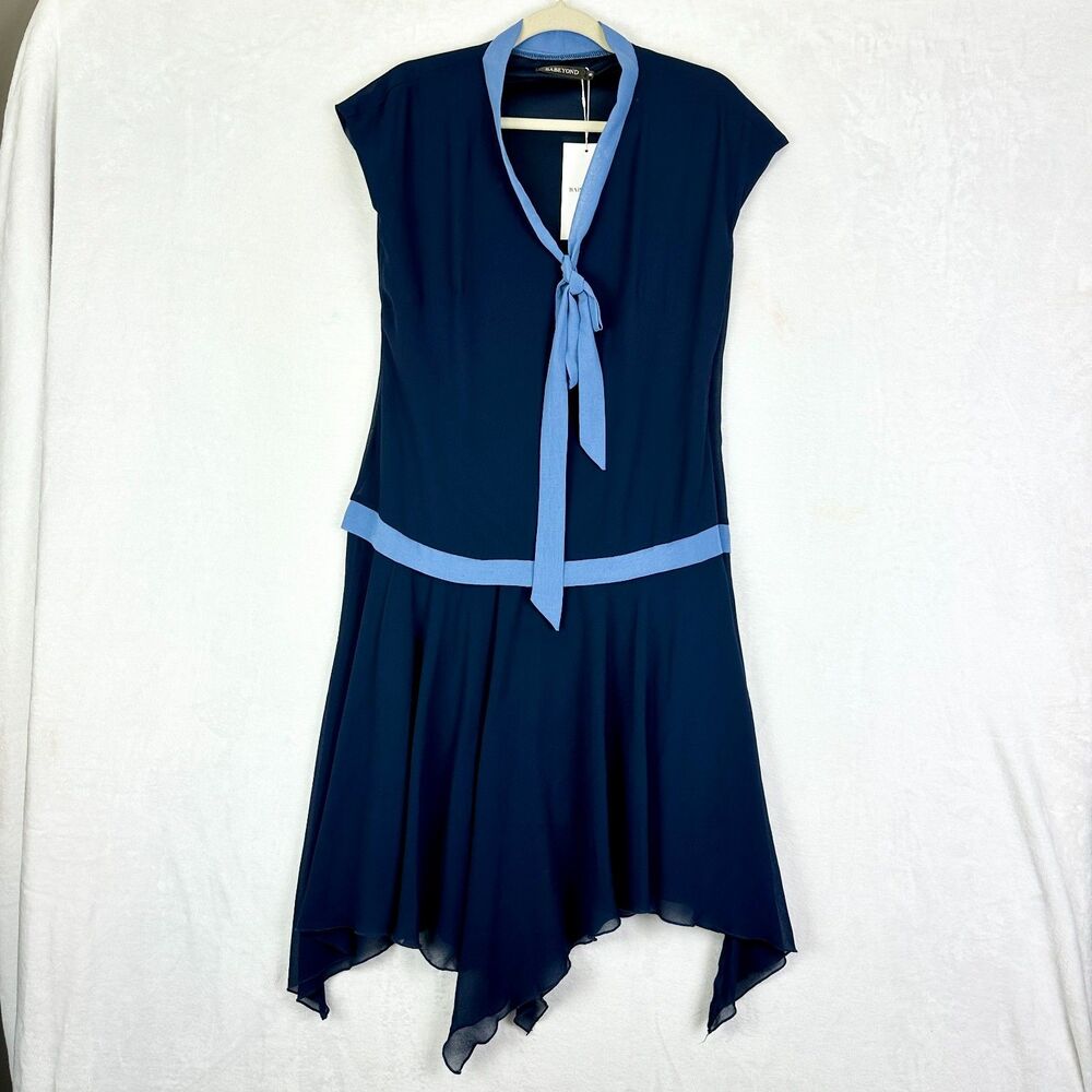 Babeyond Flapper Gatsby Dress Size 8 NWT Drop Waist 1920s Vintage Navy Blue